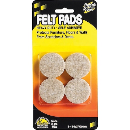Scratch Guard Pad, Circles, Felt, 1-1/2 Pk MAS88497